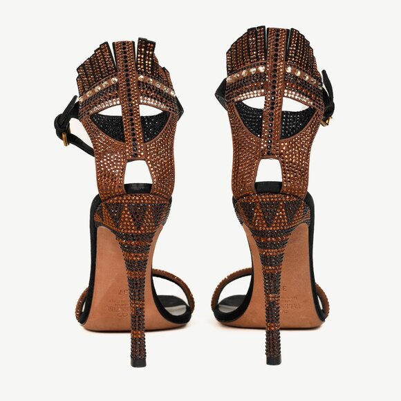 Valentino Glam Mask Tribe Crystal-Embellished Suede Sandals - Picture 4 of 11
